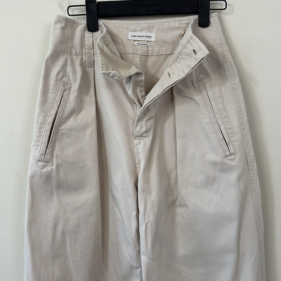 Isabel Marant Étoile Odea Cropped Wide Leg Pants Beige Size 36 - Picture 6 of 12